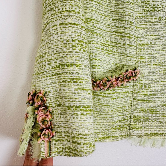 Alberto Makali vintage 90s floral embroidery green long sleeve blazer jacket - Picture 10 of 12